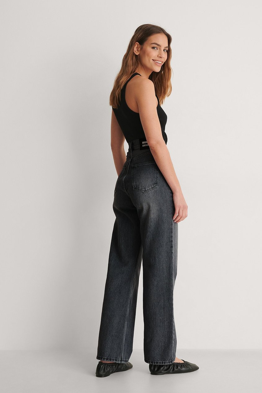 Jeans Jeans mit weitem Bein | Gerade geschnittene Jeans mit hoher Taille - OM68096