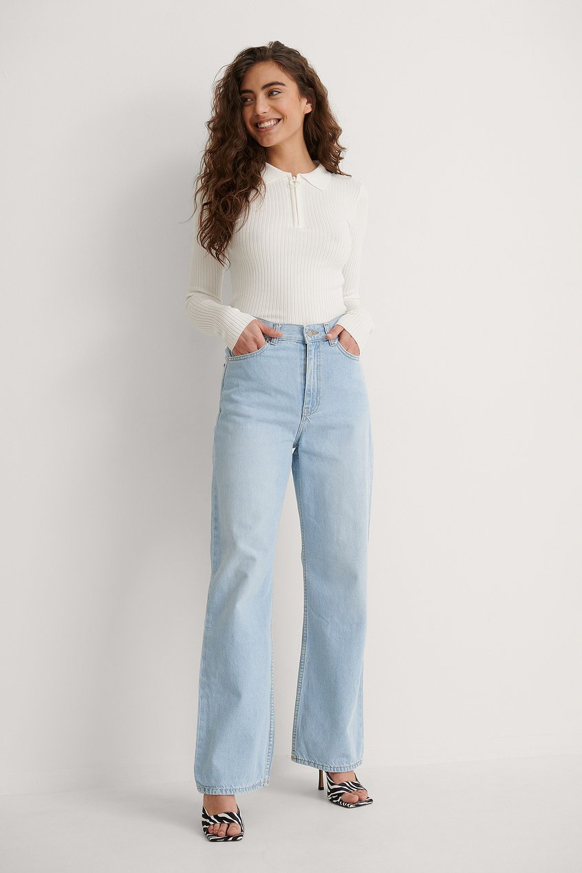 Jean Jeans larges | Jean taille haute droit - TL12348