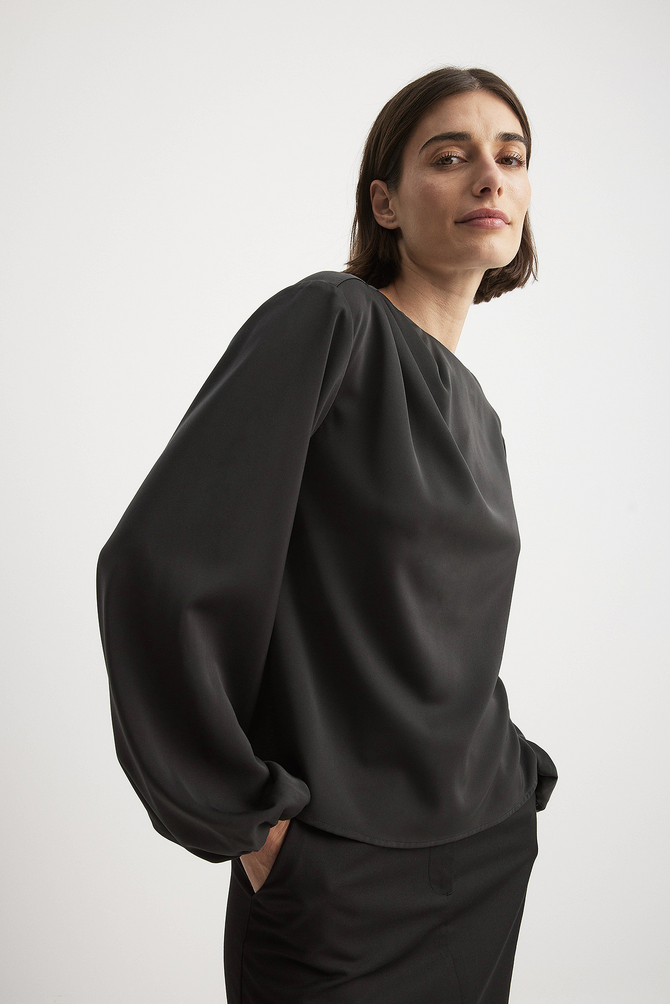 Bluse mit ballonärmeln schwarz Clearance