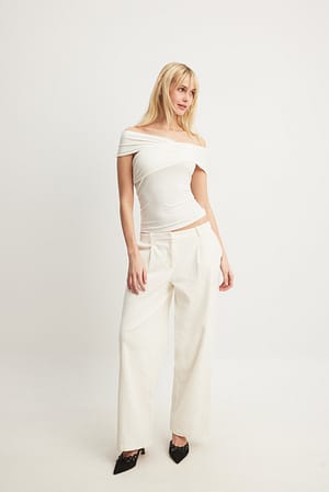 Offwhite Draped Off Shoulder Top