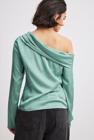 Olive Draped One-Shoulder Top