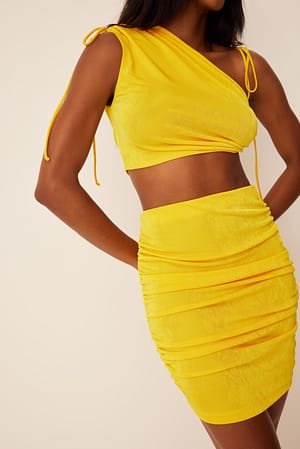 Yellow Draped One Shoulder Top
