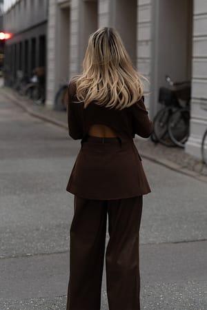 Chocolate Brown Tailored Cut Out Blazer
