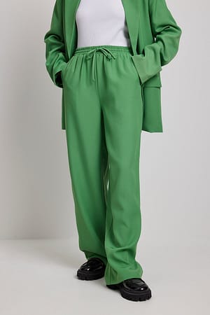Green Pantaloni classici con elastico in vita
