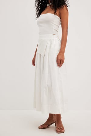 Elastic Waist Cotton Midi Skirt White | NA-KD