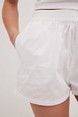 White Elastic Waist Cotton Shorts