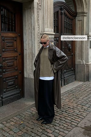 Dark Brown Cappotto trench oversize in PU