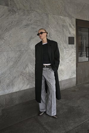 Black/White Tweed getailleerde broek