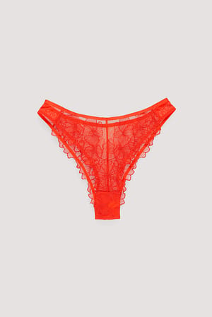 Red Embroidery High Waist Panty