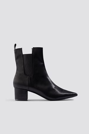 Black Satin Ankle Boots