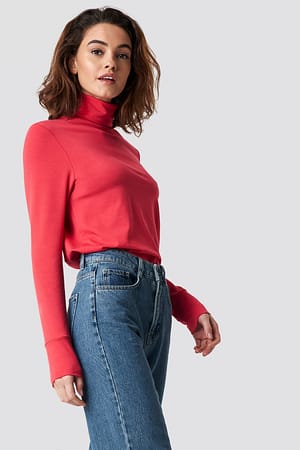 Red High Polo Top