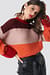 Color Striped Balloon Sleeve Knitted Sweater