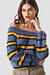 Color Striped Off Shoulder Knitted Sweater