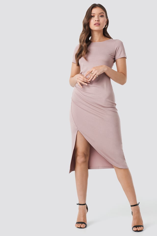 Draped Jersey Dress Dusty Light Pink