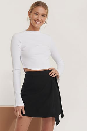 Black Erica Kvam x NA-KD Tie Belt Overlapped Mini Skirt