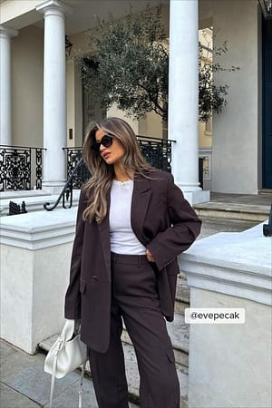 Brown Oversized-fit Double Breasted Blazer