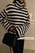 Ribbed Knitted Striped Polo Sweater