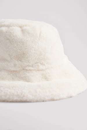 Offwhite Faux Fur Bucket Hat