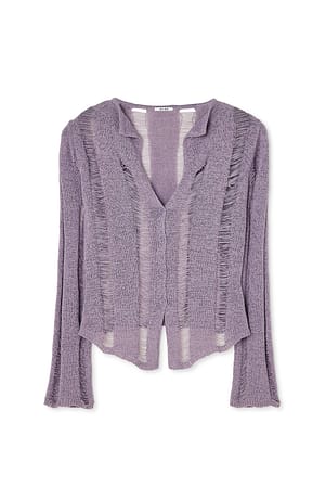 Lilac Fine Knitted Distressed Cardigan