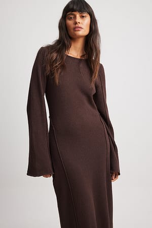 Dark Brown Fine Knitted Maxi Dress