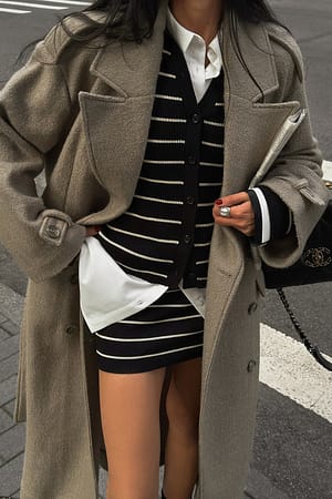 Black/Creme Fine Knitted Mini Skirt