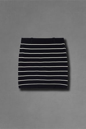 Black/Creme Jupe courte en tricot fin