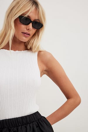 Fine Knitted Sleeveless Top White