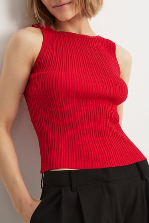 Red Fine Knitted Sleeveless Top