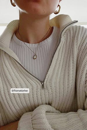 Offwhite Pull en tricot à fermeture éclair sur le devant