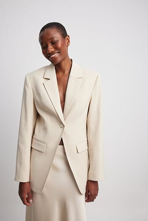 Champagne Fitted One Button Blazer