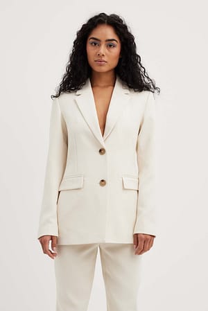 Offwhite Fitted Tailored Blazer