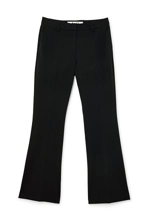 Black Flared Mid Waist Suit Pants