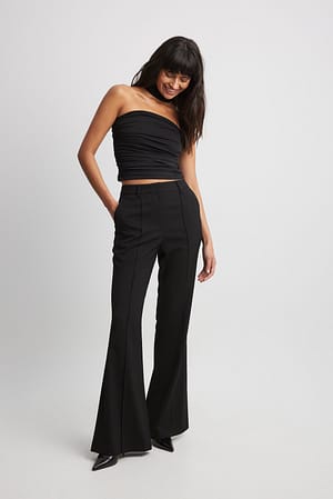 Black Flared Suit Trousers