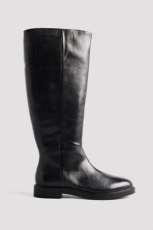 Black Flade knæhøje støvler i læder