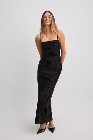 Black Maxi-jurk met bloemenprint