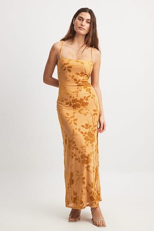 Yellow Maxi-jurk met bloemenprint