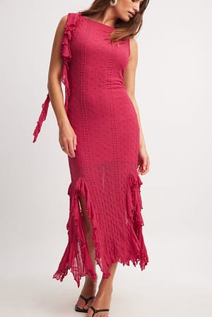 Pink Flounce Midi Dress