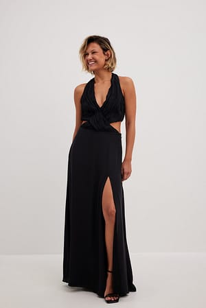 Black Maxi-jurk met halternek