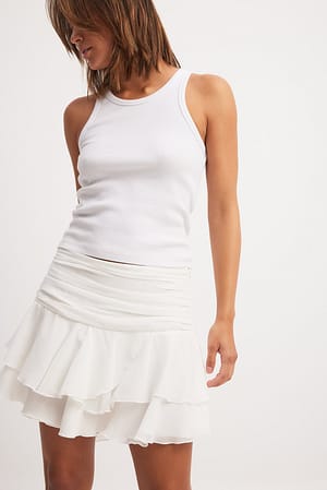 White Flowy Mini Skirt
