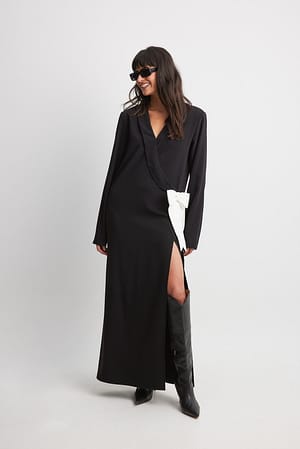 Black Zwiewna sukienka maxi z wiązaniem