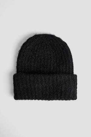 Black Flauschige Mütze