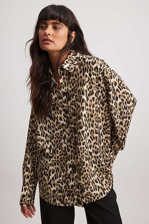 Leopard Silkesmjuk skjorta