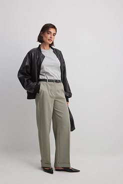 Fold Up Mid Waist Pants Outfit