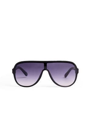 Black Frameless Pilot Sunglasses