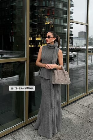 Grey Maxi jupe tricotée