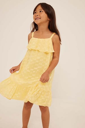 Yellow Frill Detail Mini Dress
