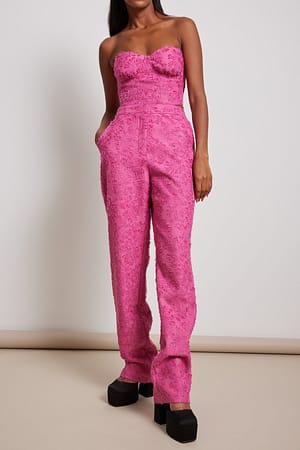 Pink Anzughose mit Fransendetails