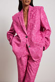 Pink Fringe Detailed Oversized Blazer
