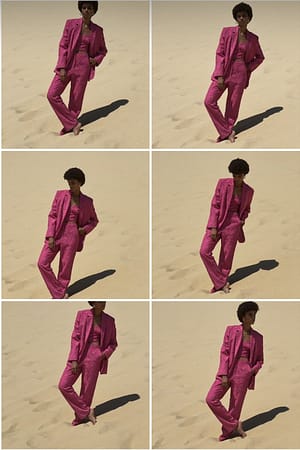 Pink Fringe Detailed Suit Pants