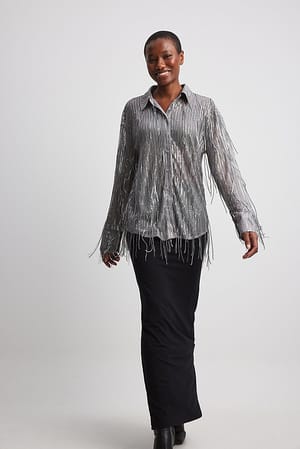 Fringe Sequin Shirt Outfit.